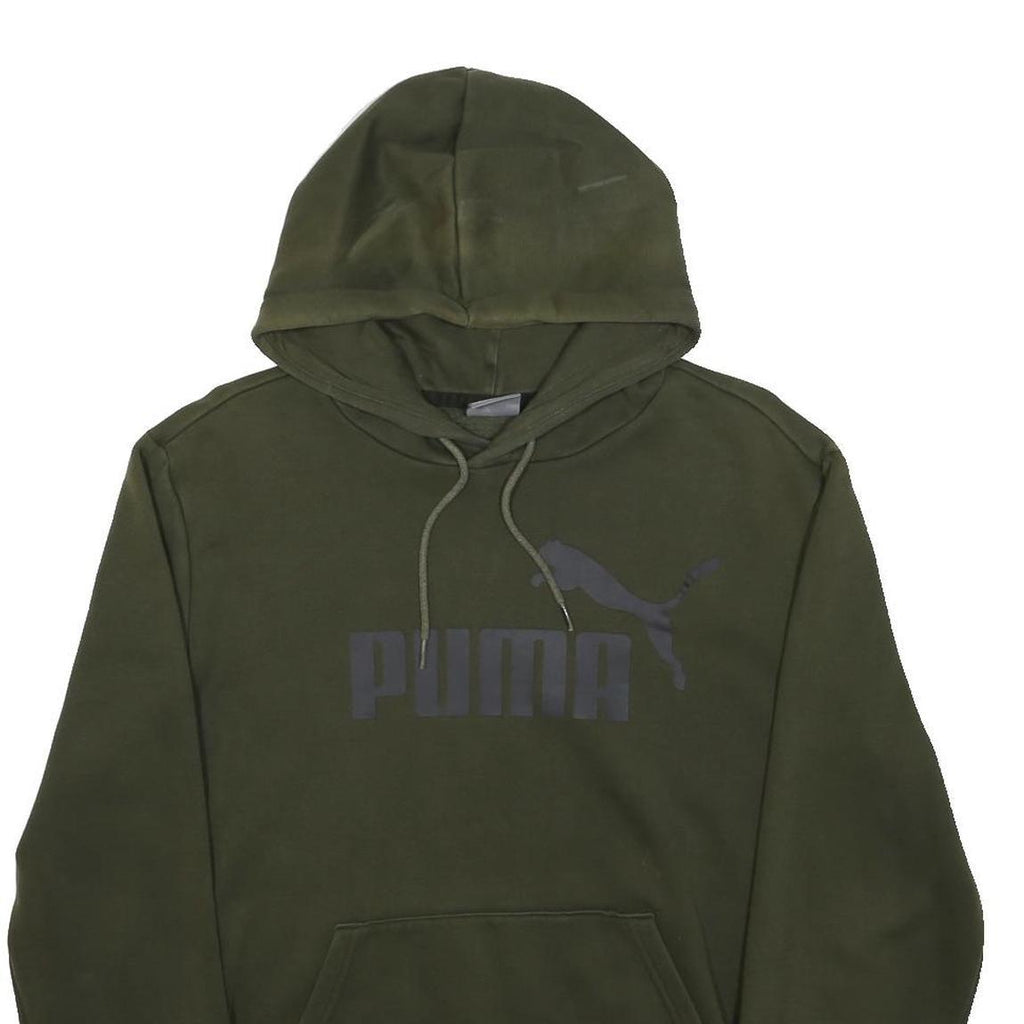 PUMA Mens Green Hoodie S Cotton Blend Pullover Casual Hooded Sweatshirt