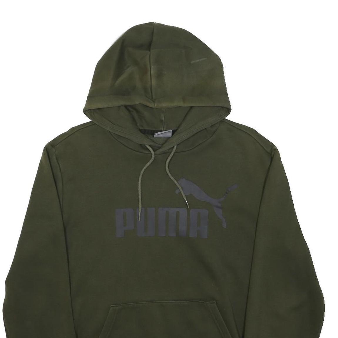 PUMA Mens Green Hoodie S Cotton Blend Pullover Casual Hooded Sweatshirt
