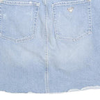 GUESS Womens Blue Denim Mini Cotton Blend Skirt S Embellished Distressed Casual