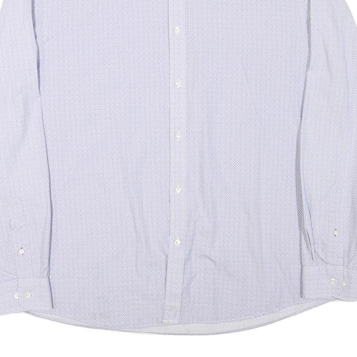 TOMMY HILFIGER Mens White Patterned Shirt XL Cotton Blend Long Sleeve Button