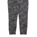 FSBN Mens Cotton Blend Black Camouflage Slim Drawstring Trousers W30 L27