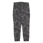 FSBN Mens Cotton Blend Black Camouflage Slim Drawstring Trousers W30 L27