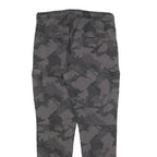 FSBN Mens Cotton Blend Black Camouflage Slim Drawstring Trousers W30 L27