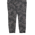 FSBN Mens Cotton Blend Black Camouflage Slim Drawstring Trousers W30 L27