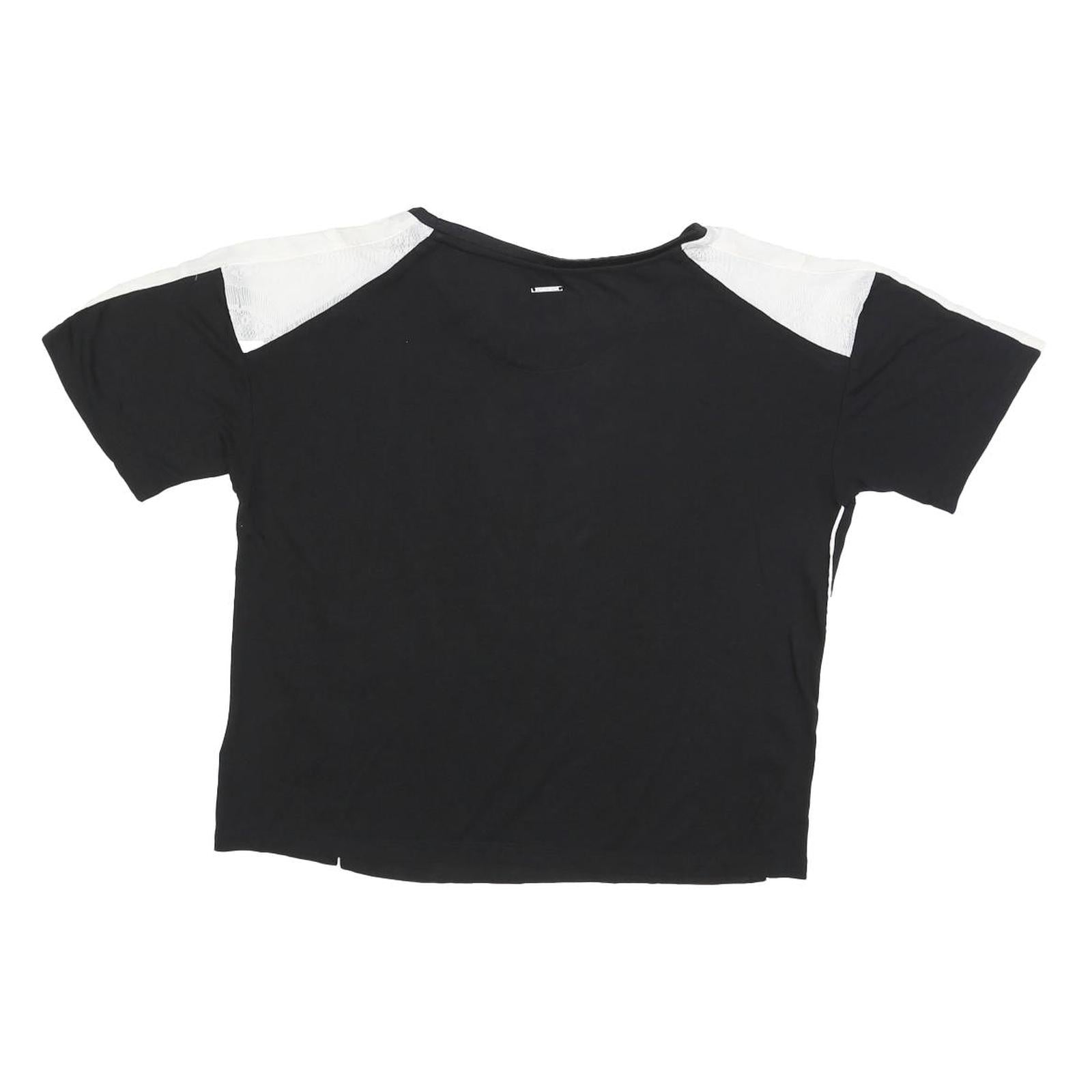 CALVIN KLEIN JEANS Womens Black & White Top Short Sleeve Crew Neck M Lightweight