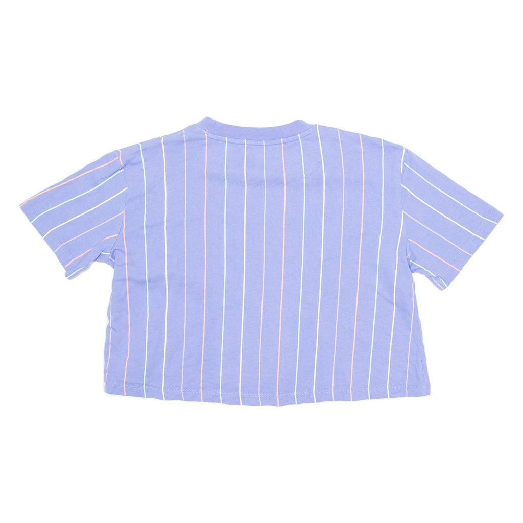 KARL KANI Cropped Pinstripe Mens T-Shirt Purple Crew Neck XS
