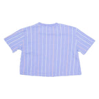 KARL KANI Cropped Pinstripe Mens T-Shirt Purple Crew Neck XS