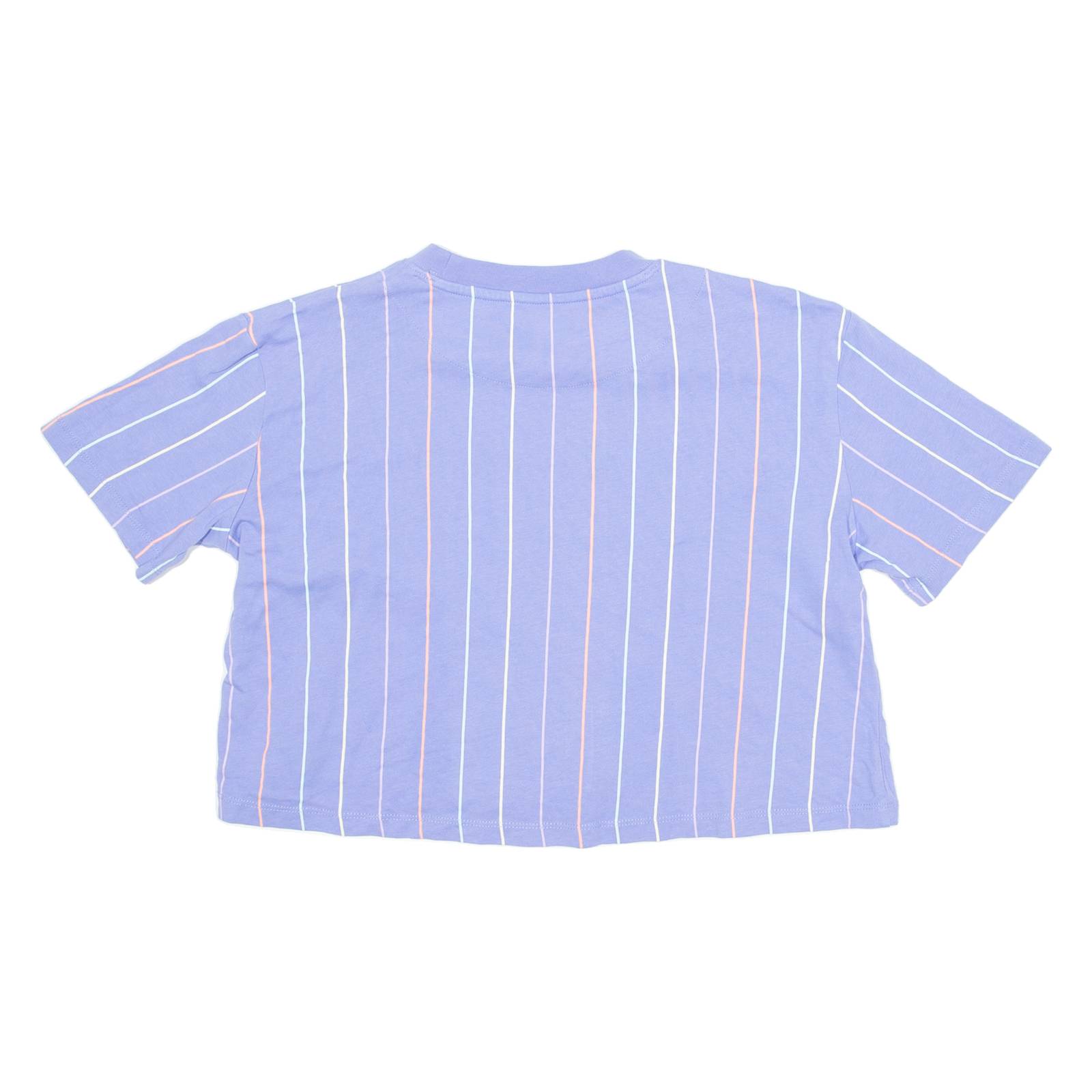 KARL KANI Cropped Pinstripe Mens T-Shirt Purple Crew Neck XS