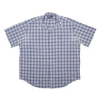 POLO RALPH LAUREN Mens Blue & White Checked Shirt XL Short Sleeve Cotton Casual