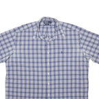 POLO RALPH LAUREN Mens Blue & White Checked Shirt XL Short Sleeve Cotton Casual