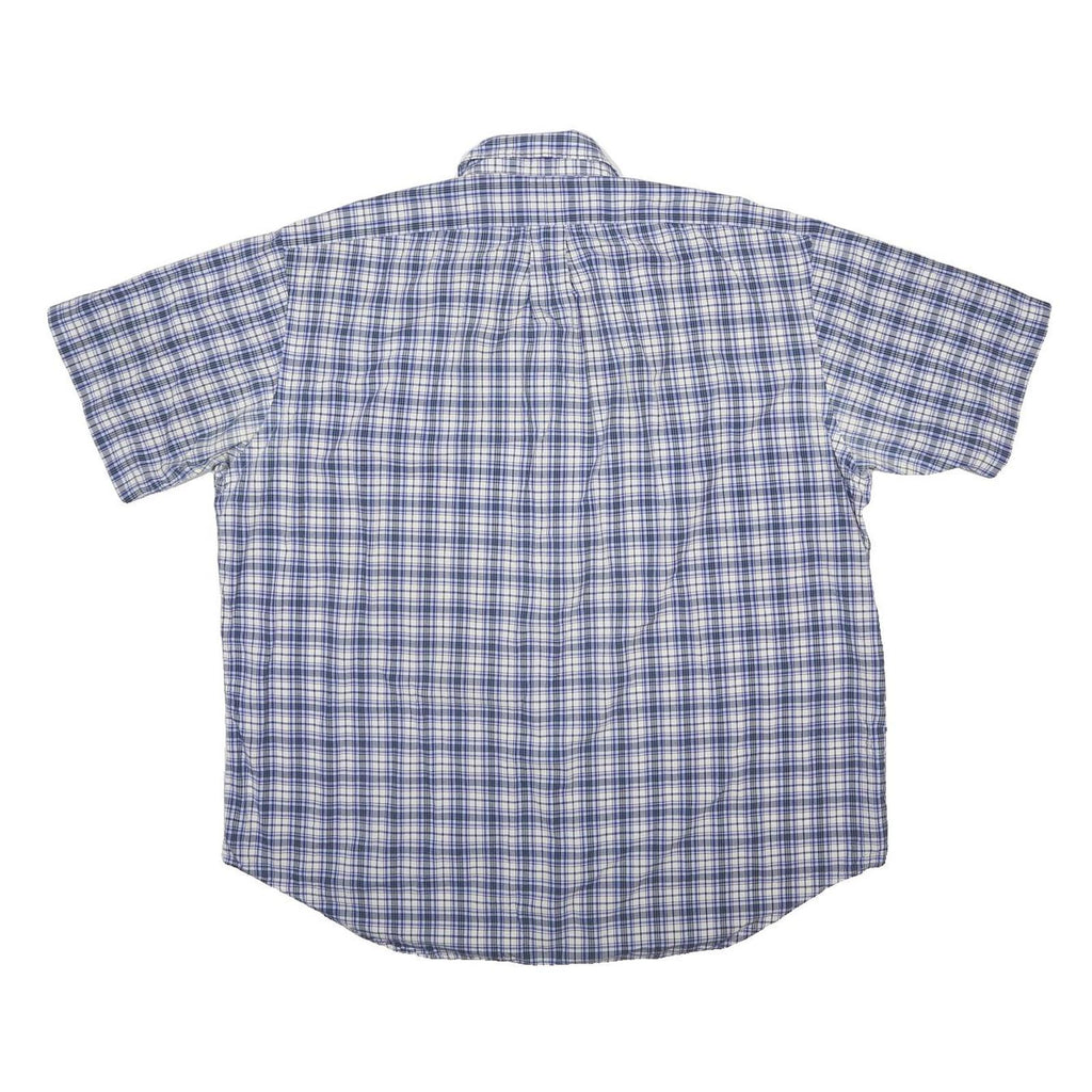 POLO RALPH LAUREN Mens Blue & White Checked Shirt XL Short Sleeve Cotton Casual