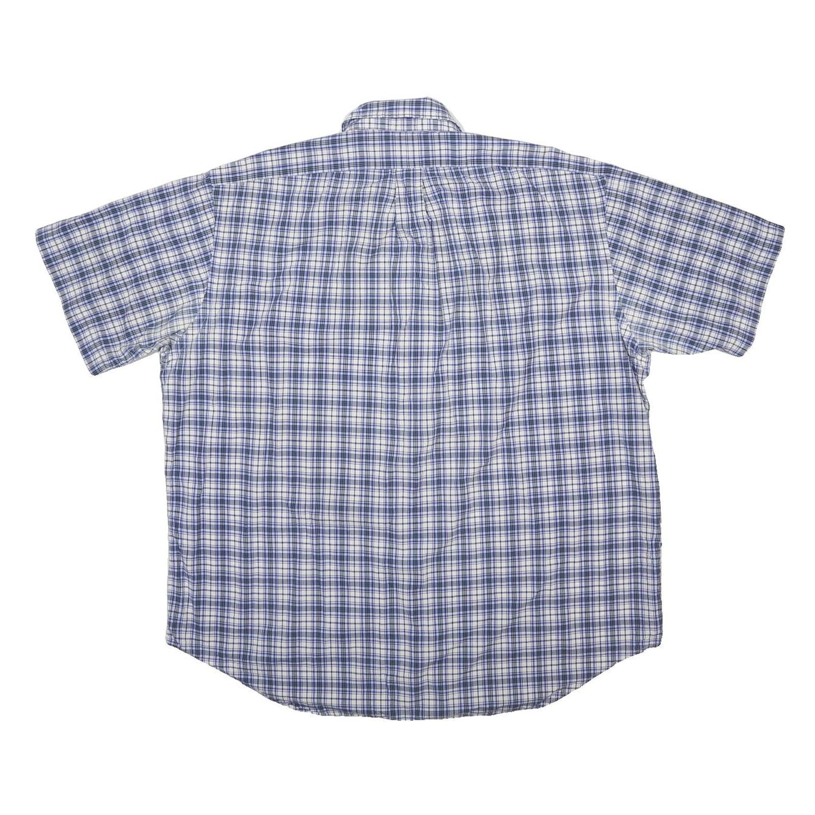 POLO RALPH LAUREN Mens Blue & White Checked Shirt XL Short Sleeve Cotton Casual