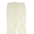 Mens Cream Polyester Regular Fit Cargo Trousers W32 L30 Casual Lightweight Zip