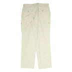 Mens Cream Polyester Regular Fit Cargo Trousers W32 L30 Casual Lightweight Zip