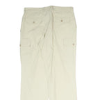 Mens Cream Polyester Regular Fit Cargo Trousers W32 L30 Casual Lightweight Zip