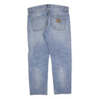 CARHARTT Mens Relaxed Blue Denim Medium Wash W37 L28 Zip Closure Work Jeans