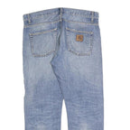 CARHARTT Mens Relaxed Blue Denim Medium Wash W37 L28 Zip Closure Work Jeans