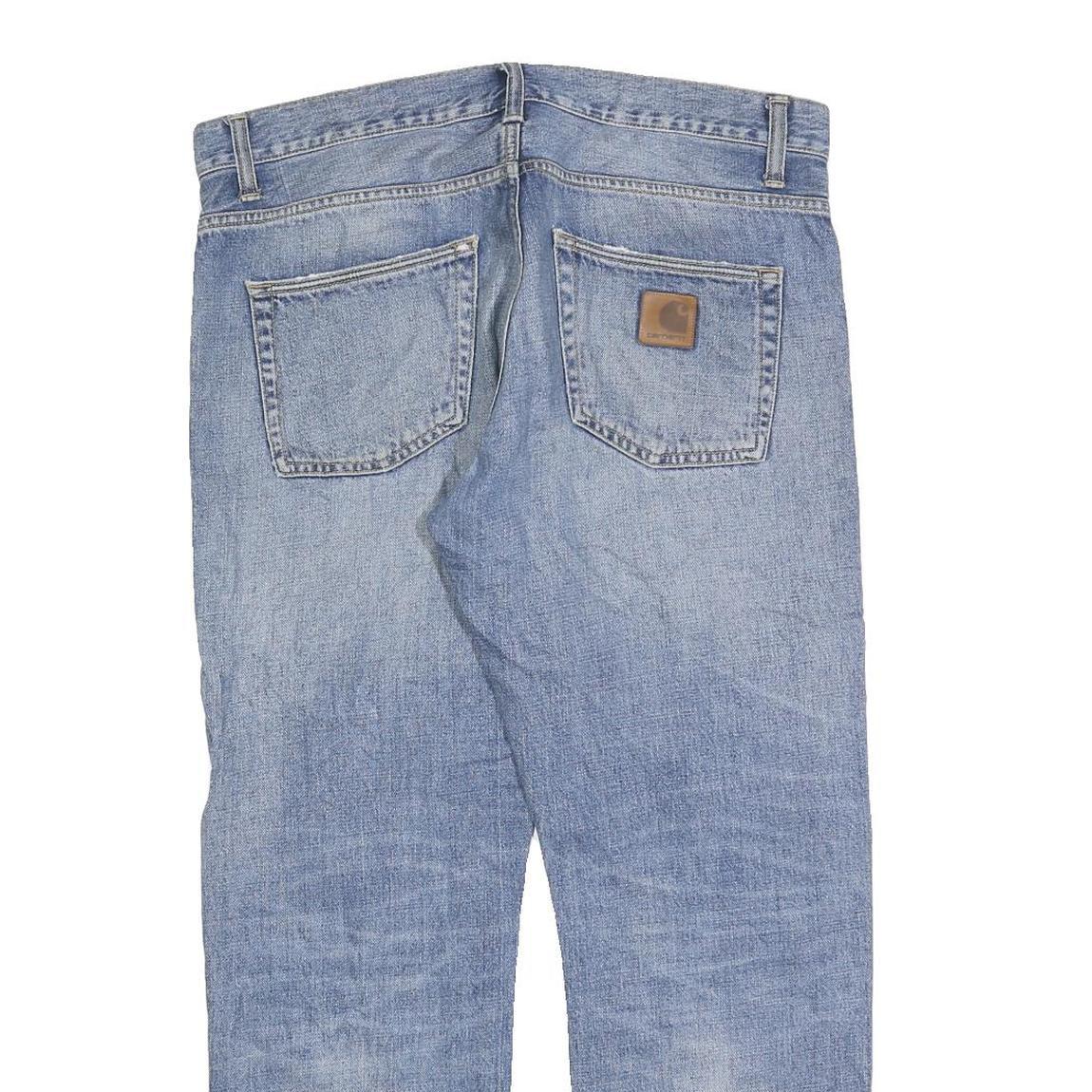 CARHARTT Mens Relaxed Blue Denim Medium Wash W37 L28 Zip Closure Work Jeans