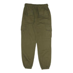 Mens Cotton Blend Olive Green Trousers Regular Fit Cargo W28 L29 Drawstring
