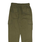 Mens Cotton Blend Olive Green Trousers Regular Fit Cargo W28 L29 Drawstring