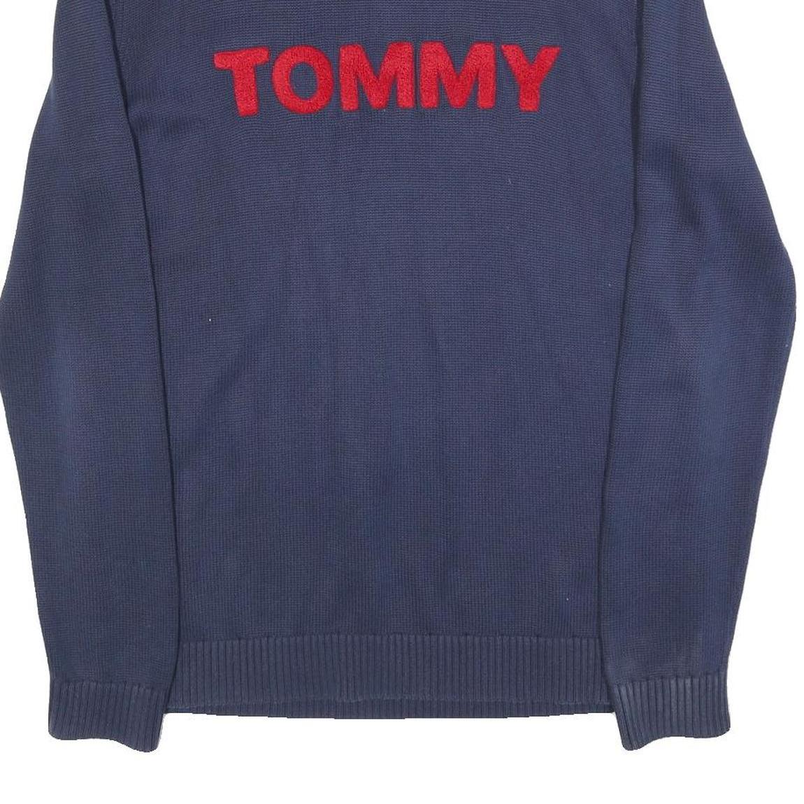 TOMMY HILFIGER Mens Blue Navy Cotton Blend Plain Crew Neck Basic Knit Jumper XL