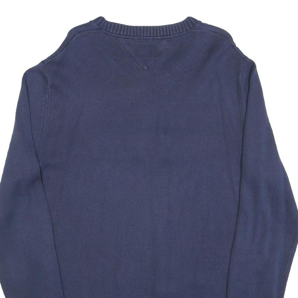 TOMMY HILFIGER Mens Blue Navy Cotton Blend Plain Crew Neck Basic Knit Jumper XL