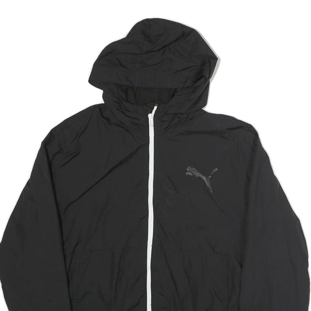 PUMA Mens Black Hooded Zip Jacket S Polyester Plain Sportswear Lightweight