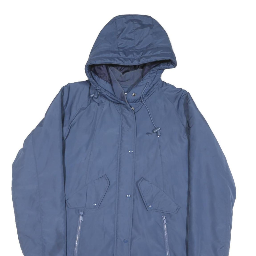 LACOSTE Womens Blue Jacket L Polyester Blend Plain Hooded Zip Casual