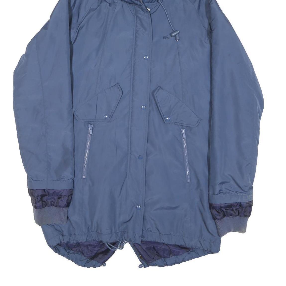 LACOSTE Womens Blue Jacket L Polyester Blend Plain Hooded Zip Casual