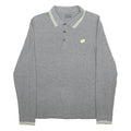 LOTTO Mens Grey Long Sleeve Plain Polo Shirt L Cotton Blend Sports Casual