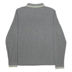 LOTTO Mens Grey Long Sleeve Plain Polo Shirt L Cotton Blend Sports Casual