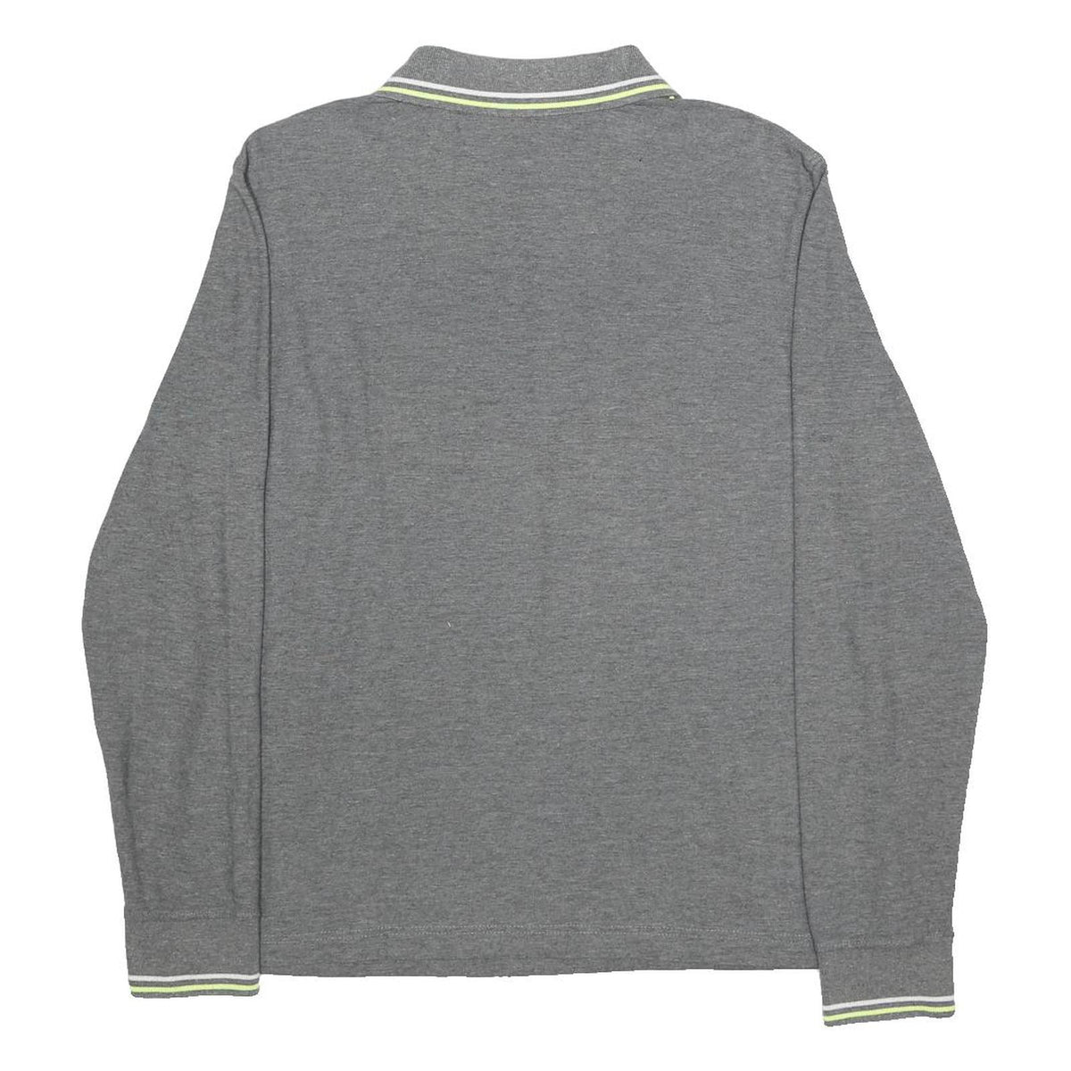 LOTTO Mens Grey Long Sleeve Plain Polo Shirt L Cotton Blend Sports Casual
