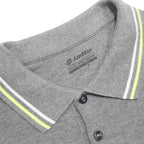 LOTTO Mens Grey Long Sleeve Plain Polo Shirt L Cotton Blend Sports Casual