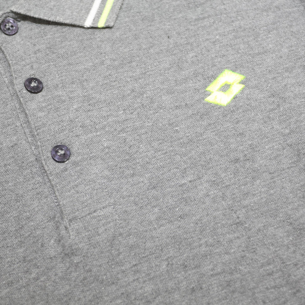 LOTTO Mens Grey Long Sleeve Plain Polo Shirt L Cotton Blend Sports Casual