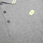 LOTTO Mens Grey Long Sleeve Plain Polo Shirt L Cotton Blend Sports Casual