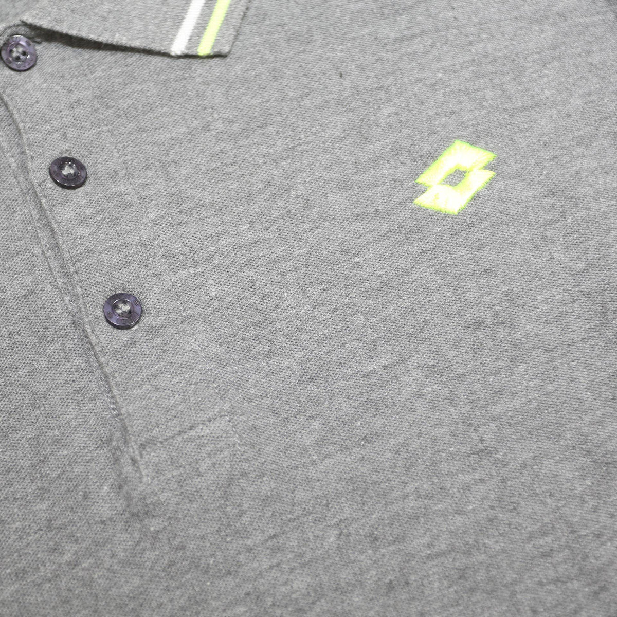 LOTTO Mens Grey Long Sleeve Plain Polo Shirt L Cotton Blend Sports Casual
