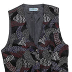 DEVILLE Womens Black & Multi Colour Button Jacket S Cotton Blend Abstract