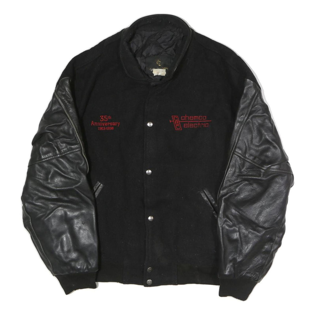 COMFORT ZONE CLOTHING Mens Black & Black Button Jacket XL Cotton Blend Leather