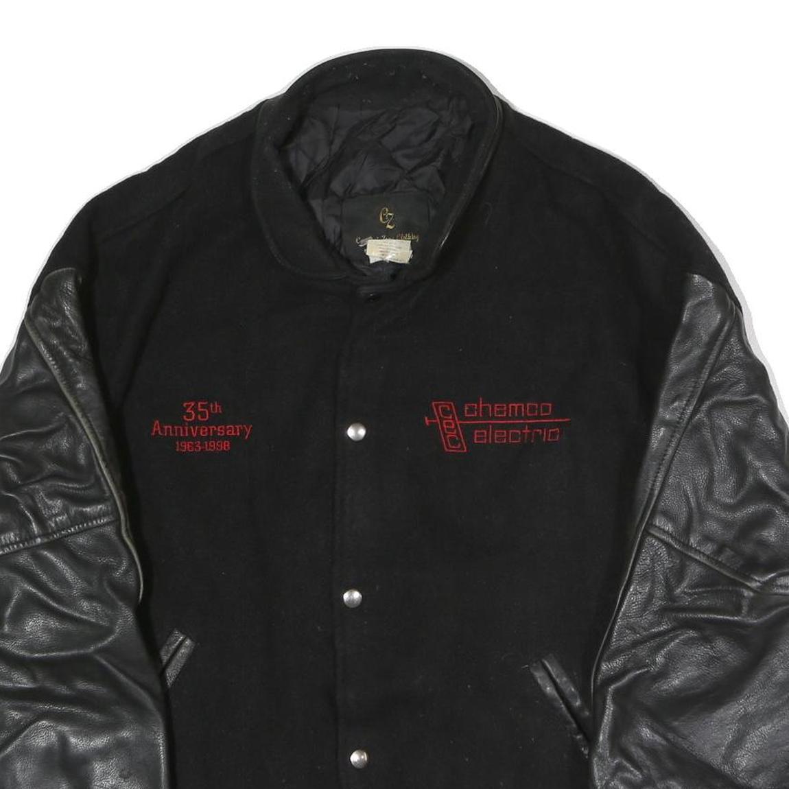 COMFORT ZONE CLOTHING Mens Black & Black Button Jacket XL Cotton Blend Leather