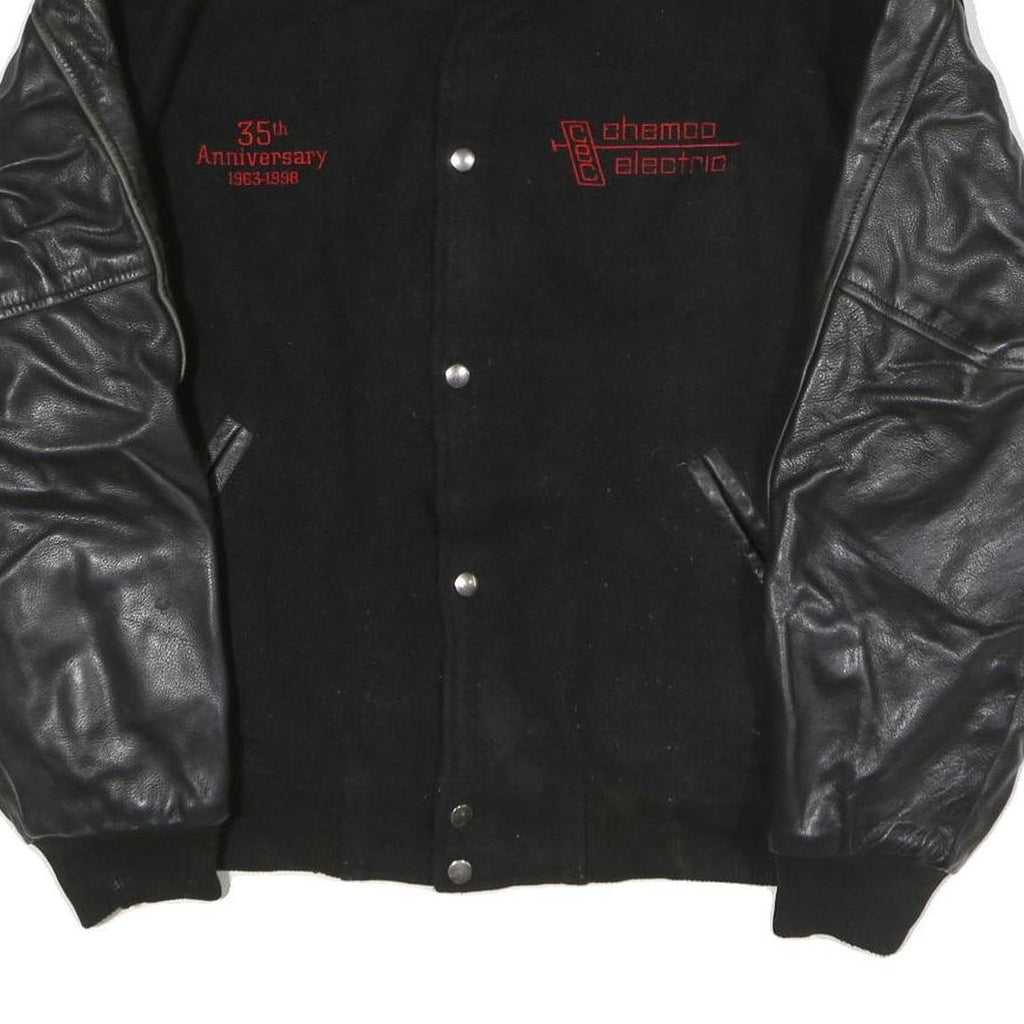 COMFORT ZONE CLOTHING Mens Black & Black Button Jacket XL Cotton Blend Leather