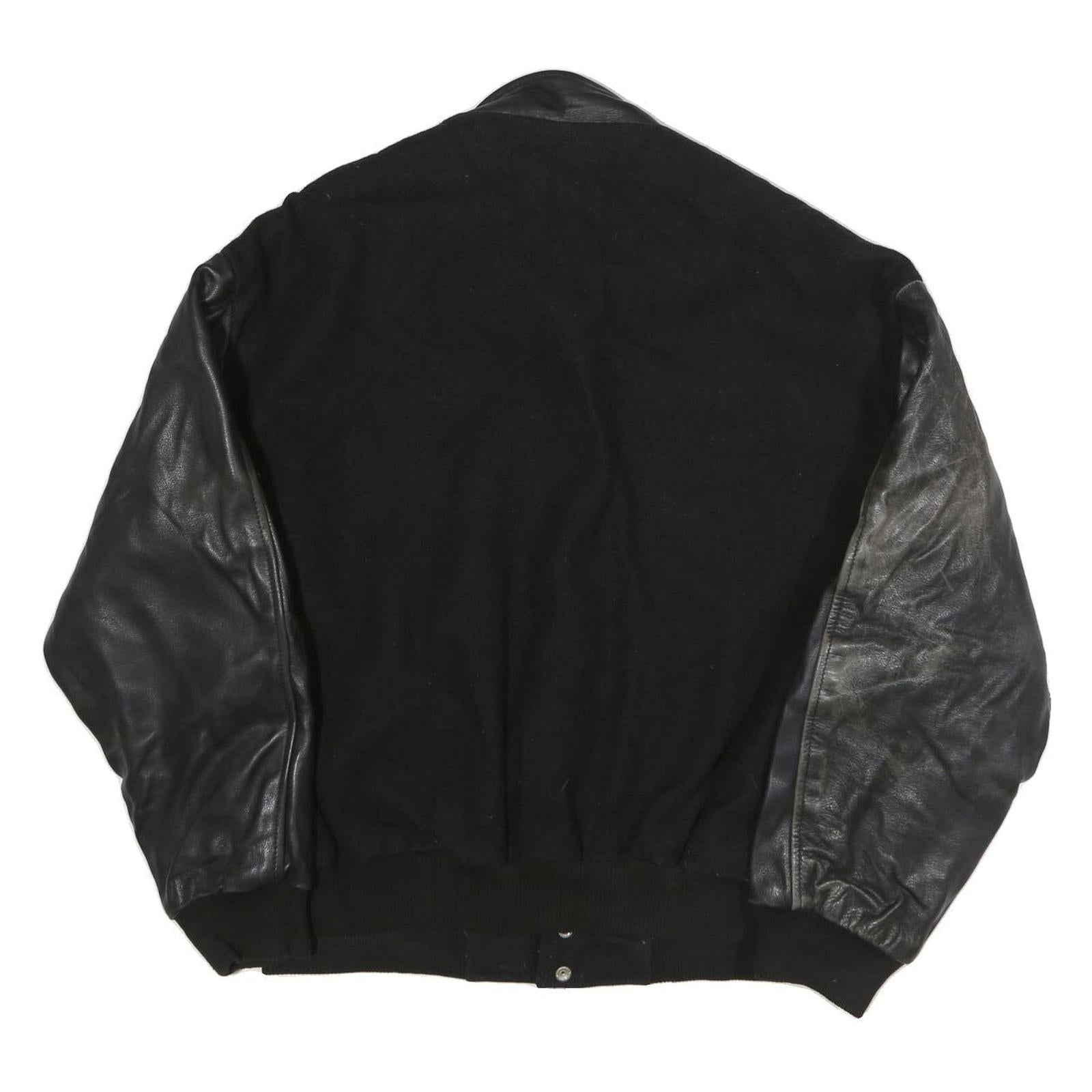 COMFORT ZONE CLOTHING Mens Black & Black Button Jacket XL Cotton Blend Leather