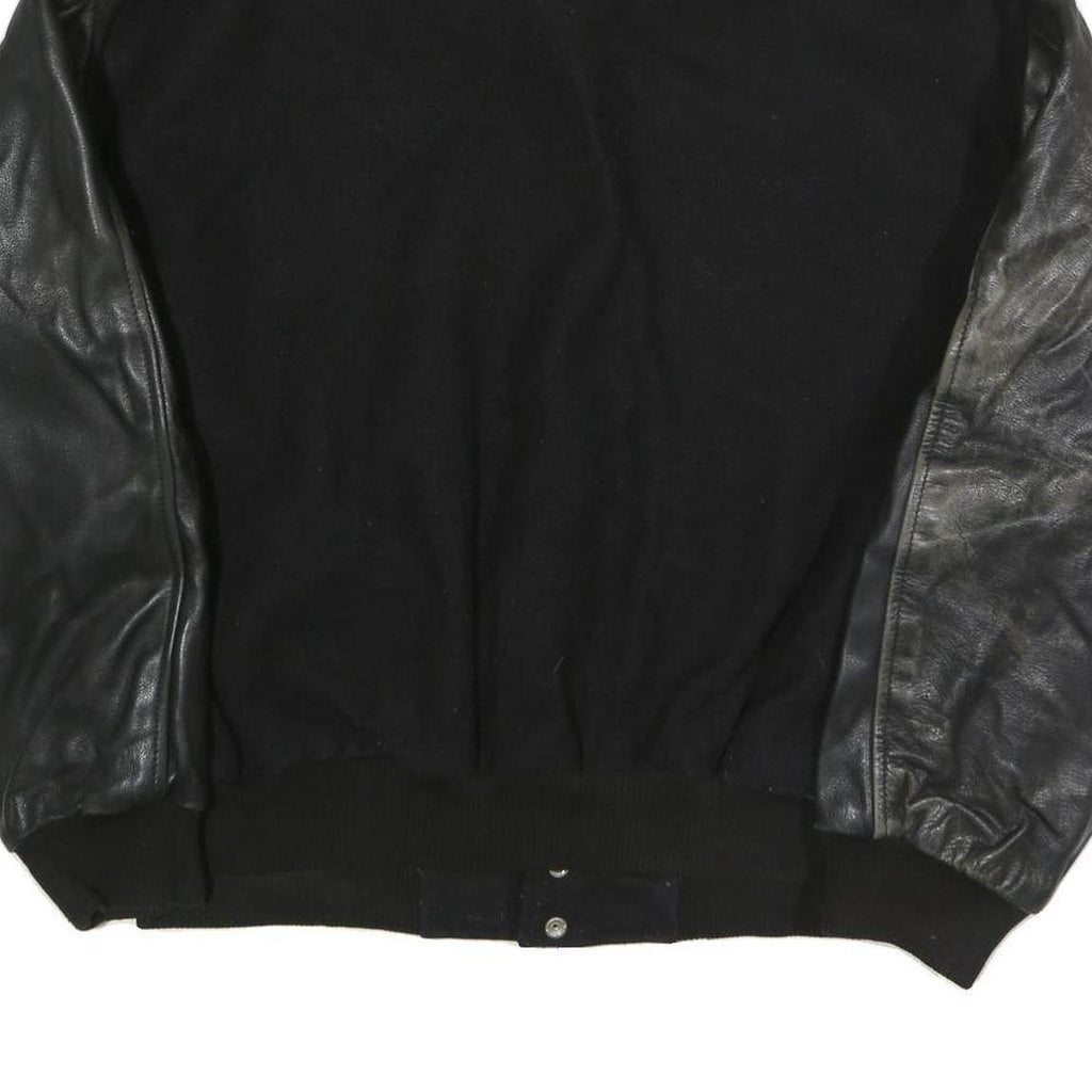 COMFORT ZONE CLOTHING Mens Black & Black Button Jacket XL Cotton Blend Leather