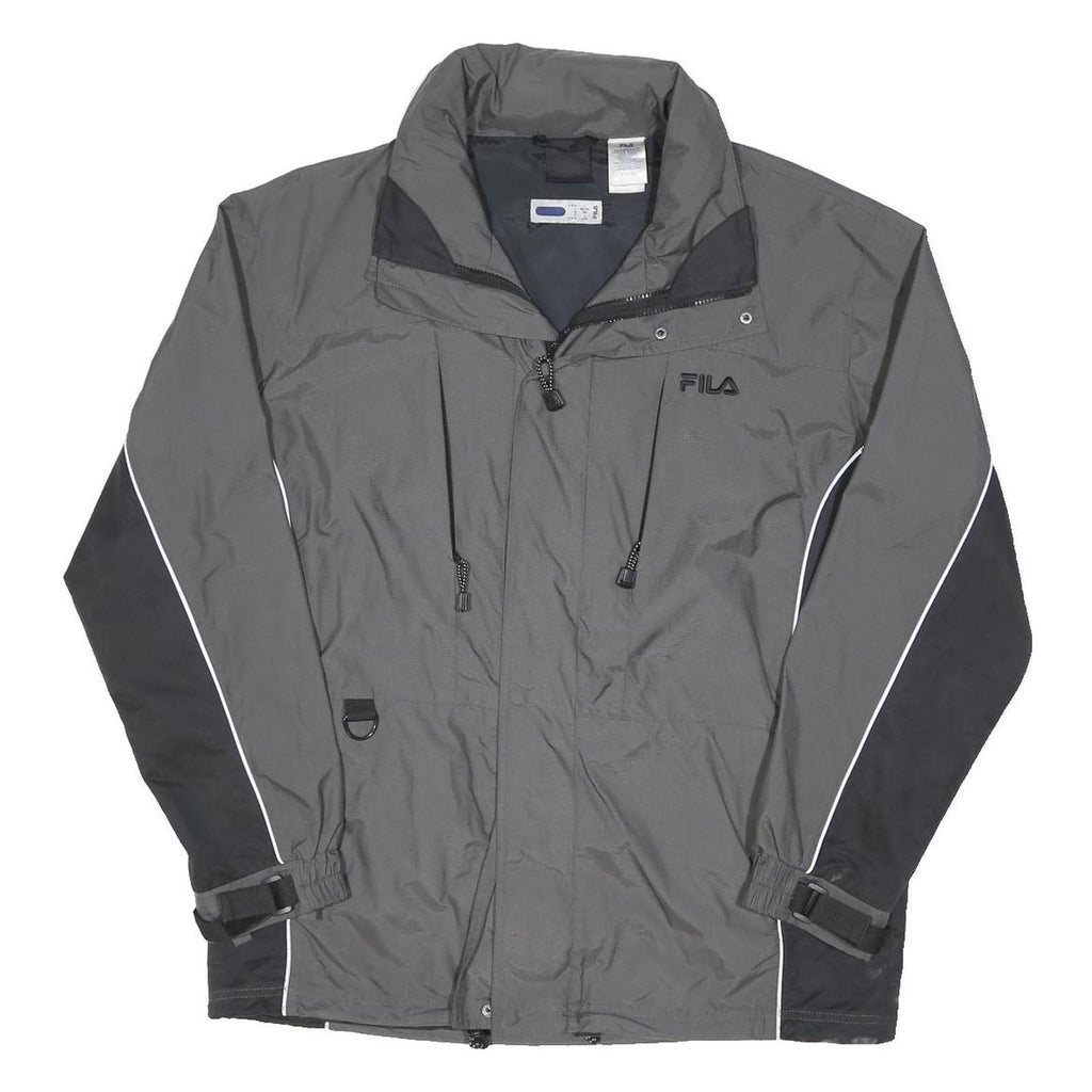 FILA Mens Grey & Black Sports Zip Jacket L Polyester Blend Plain Lightweight