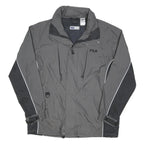 FILA Mens Grey & Black Sports Zip Jacket L Polyester Blend Plain Lightweight