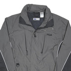 FILA Mens Grey & Black Sports Zip Jacket L Polyester Blend Plain Lightweight