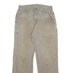 CARHARTT Mens Cotton Blend Beige Regular Straight Trousers W30 L30 Durable