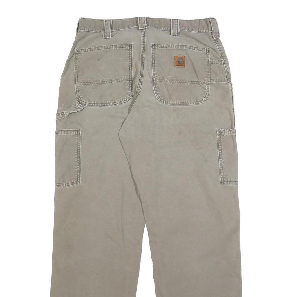 CARHARTT Mens Cotton Blend Beige Regular Straight Trousers W30 L30 Durable