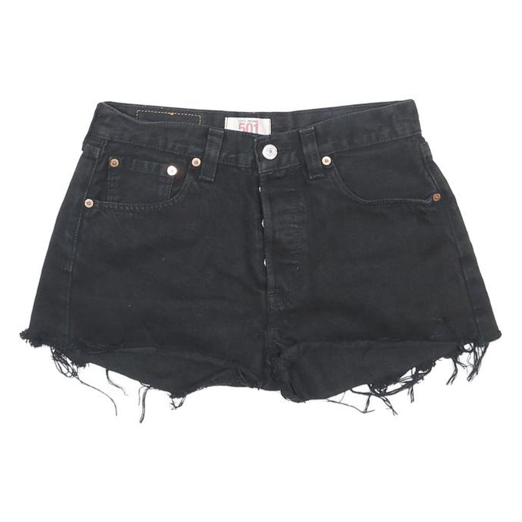 LEVI'S Womens Shorts Black Casual Cut-Off M W29 Distressed Raw Hem Denim