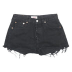 LEVI'S Womens Shorts Black Casual Cut-Off M W29 Distressed Raw Hem Denim
