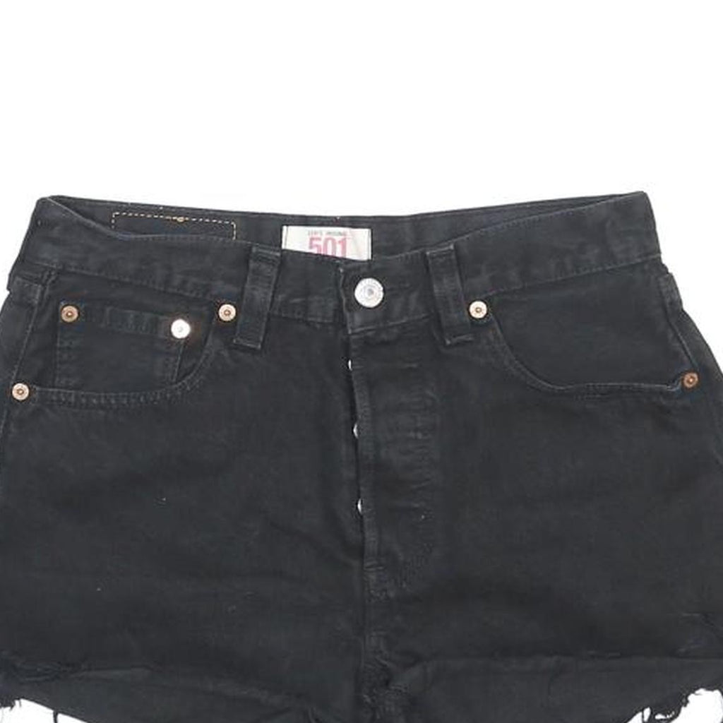 LEVI'S Womens Shorts Black Casual Cut-Off M W29 Distressed Raw Hem Denim